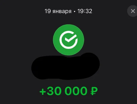 Скрин оплаты: +30 000 ₽